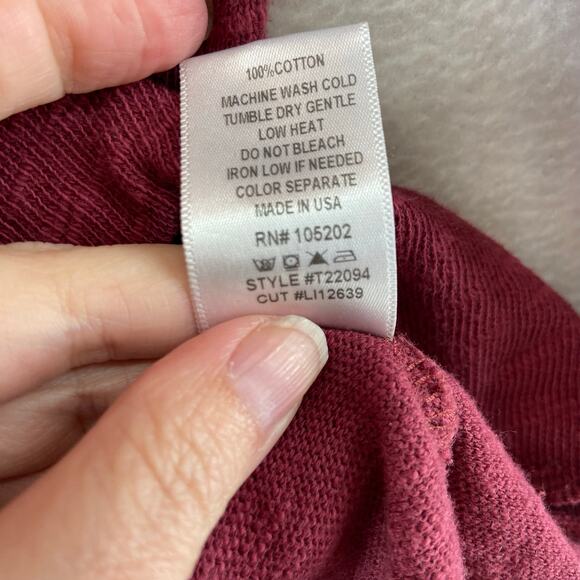 Chalet et Ceci Womens Size Medium Top Burgundy Art to Wear Cotton - Picture 4 of 6